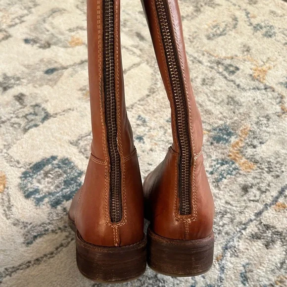 Free People Everly Equestrian Leather Knee-High Tan Boots 10 - Picture 7 of 16